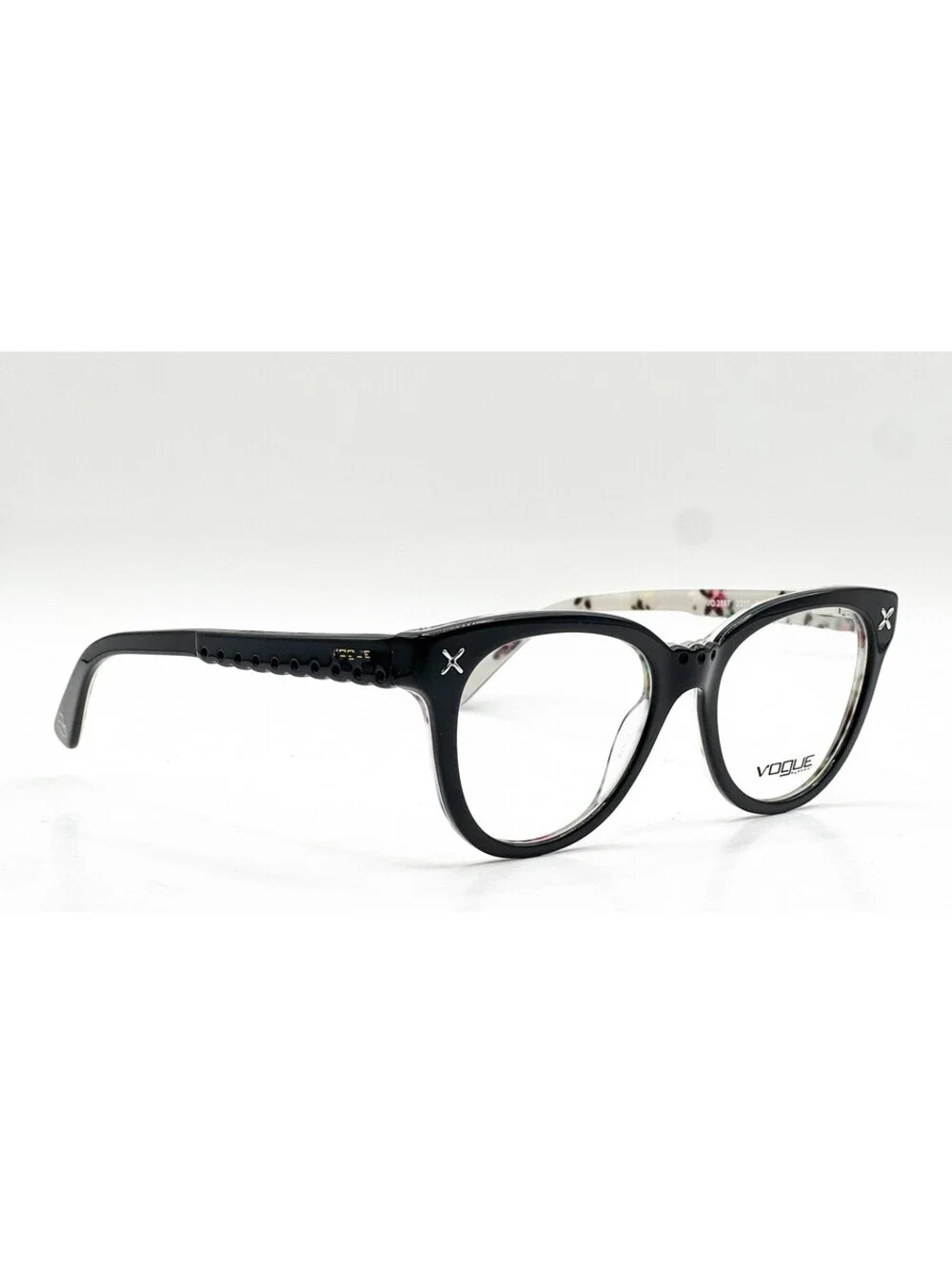 Vogue VO 2887 2210 Top Black Flowers Cat Eye Authentic Eyeglass Frames 51-19